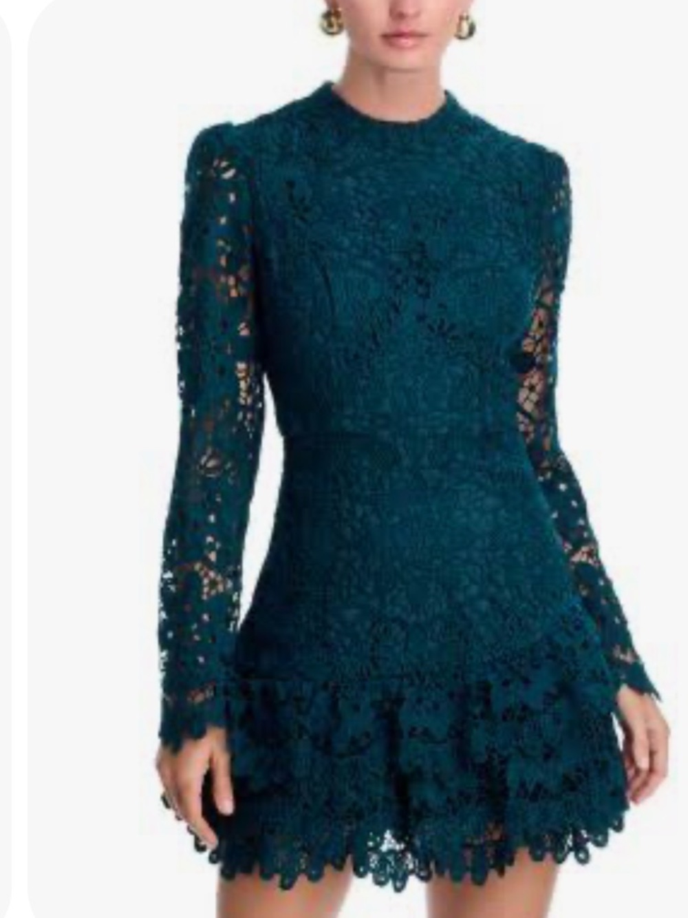 Aqua Lace Long Sleeve Mini Dress